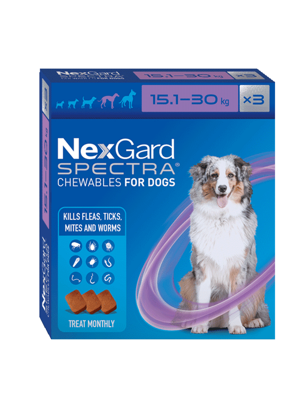 NexGard Spectra - Flea, Tick, Mites & Worm Treatment - 3 pack (15.1kg – The  Woof