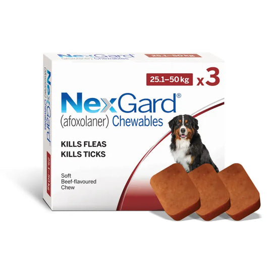 Nexgard Chewable Tablet 3 Pack (25.1-50kg) - Flea and tick treatment