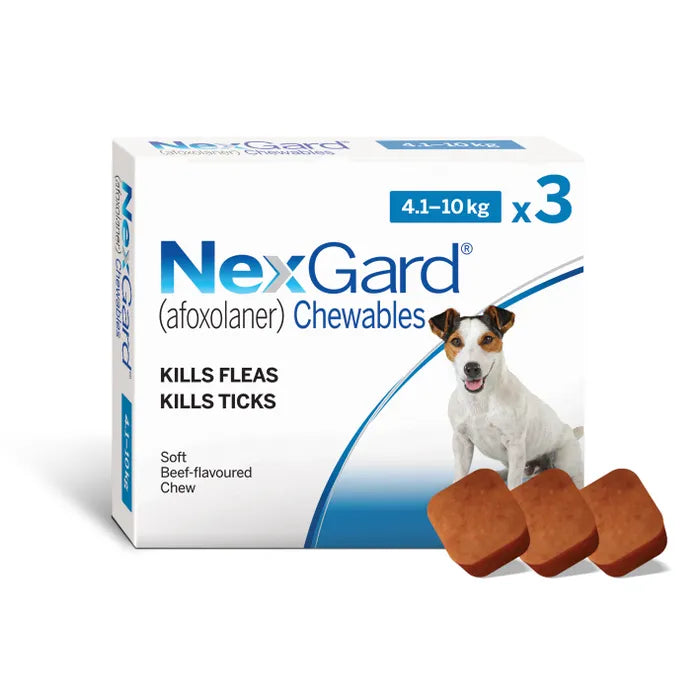 Nexgard Chewable Tablet 3 Pack (4.1-10kg) - Flea and tick treatment